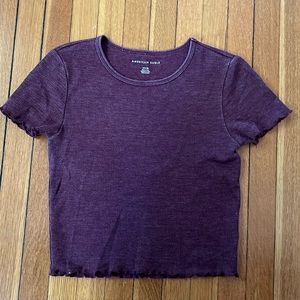 American Eagle Waffle Knit Purple Baby Tee Size Small